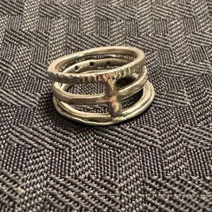 Or Paz Sterling Silver 925 Three Rows Blue Topaz (size 8)